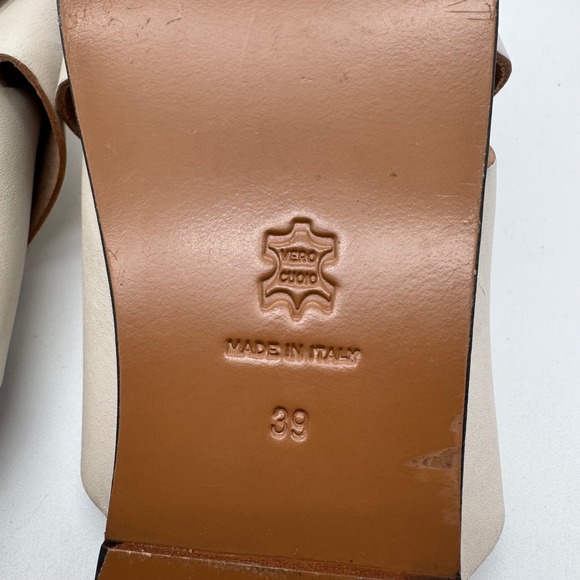 ATP Atelier Sandals Cream Square Toe Flat Women 39 Made in Italy - Picture 7 of 7